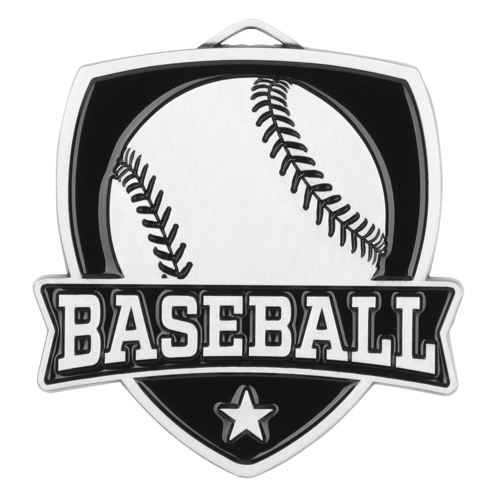 Shield Baseball Medal 2.5" / Silver
