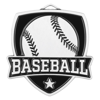 Shield Baseball Medal 2.5" / Silver