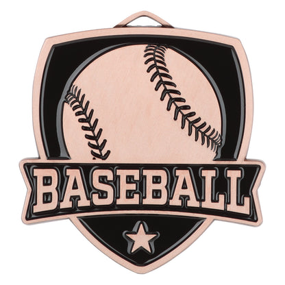 Shield Baseball Medal 2.5" / Bronze (Copper Tone)