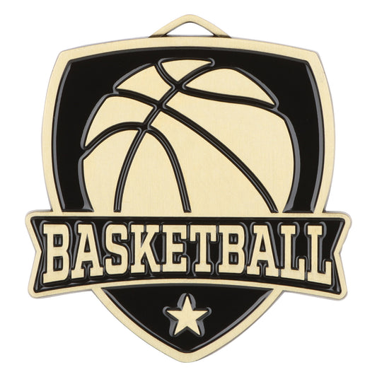 Shield Basketball Medal 2.5" / Gold