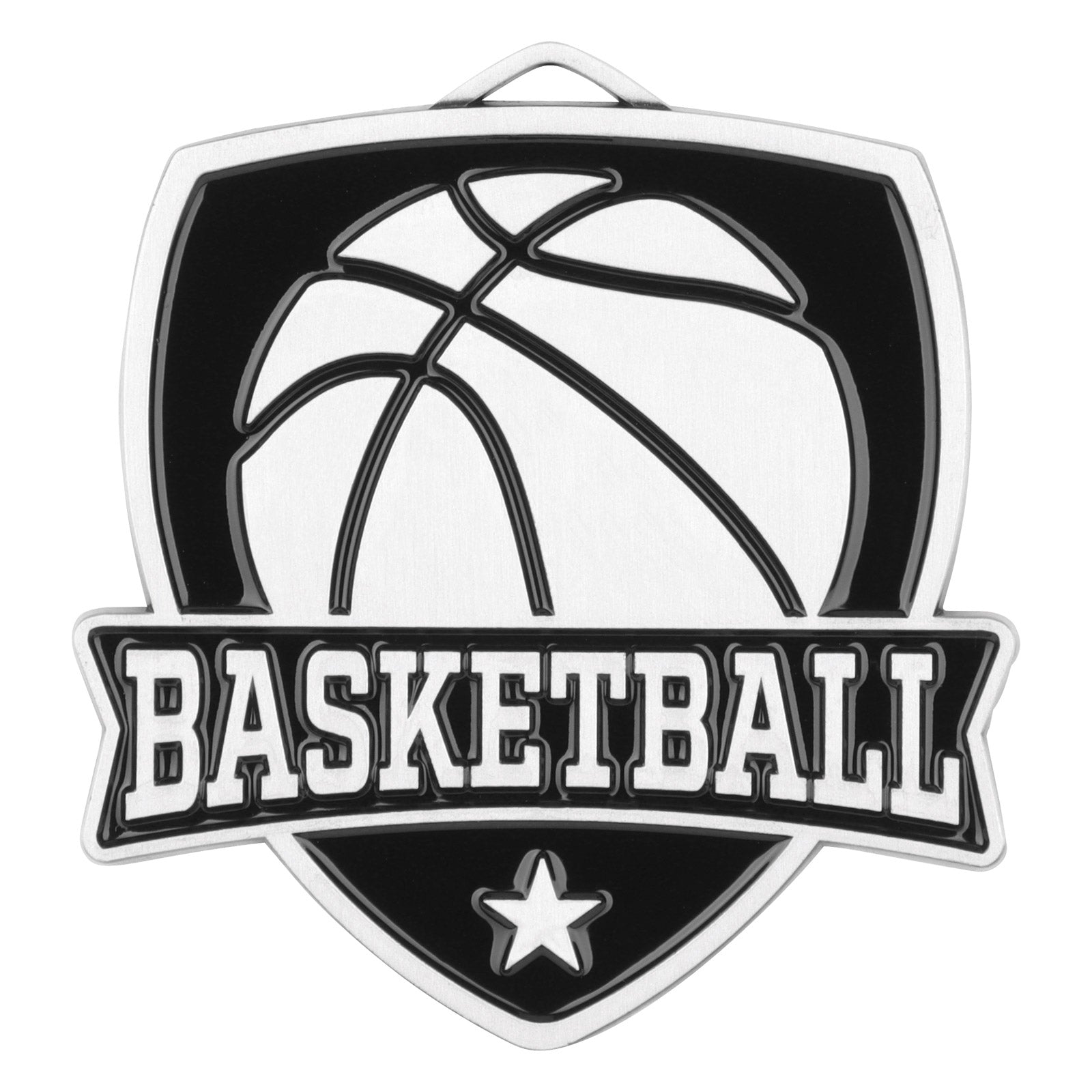 Shield Basketball Medal 2.5" / Silver