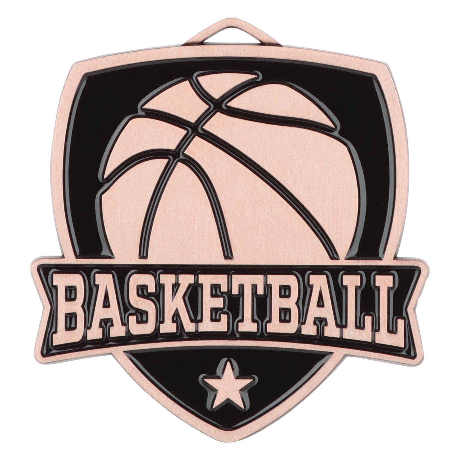 Shield Basketball Medal 2.5" / Bronze (Copper Tone)