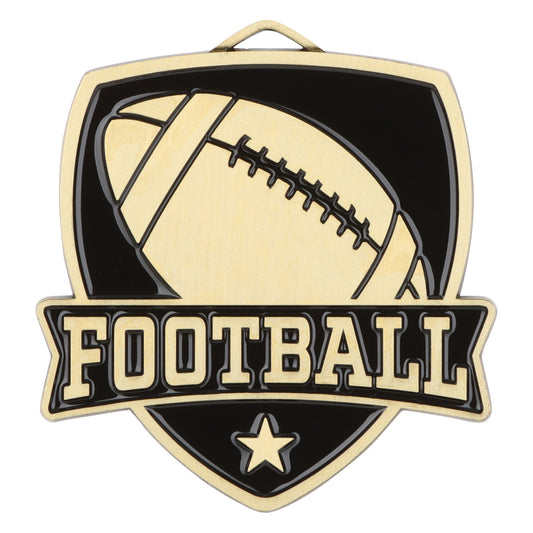 Shield Football Medal 2.5" / Gold