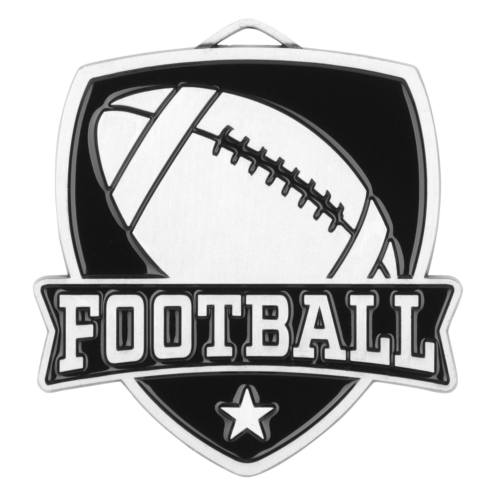 Shield Football Medal 2.5" / Silver