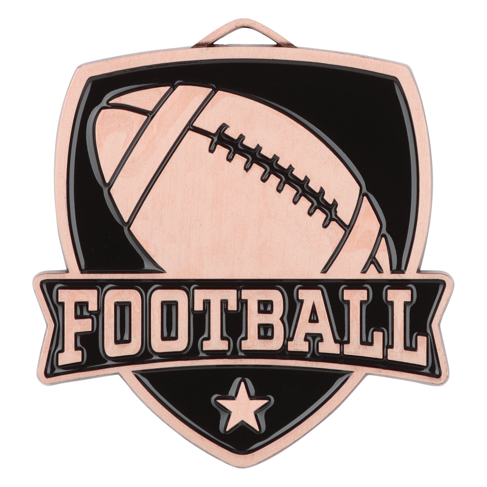 Shield Football Medal 2.5" / Bronze (Copper Tone)
