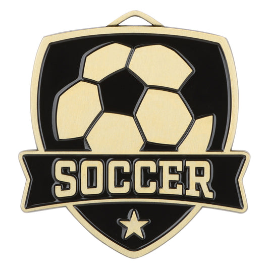 Shield Soccer Medal 2.5" / Gold