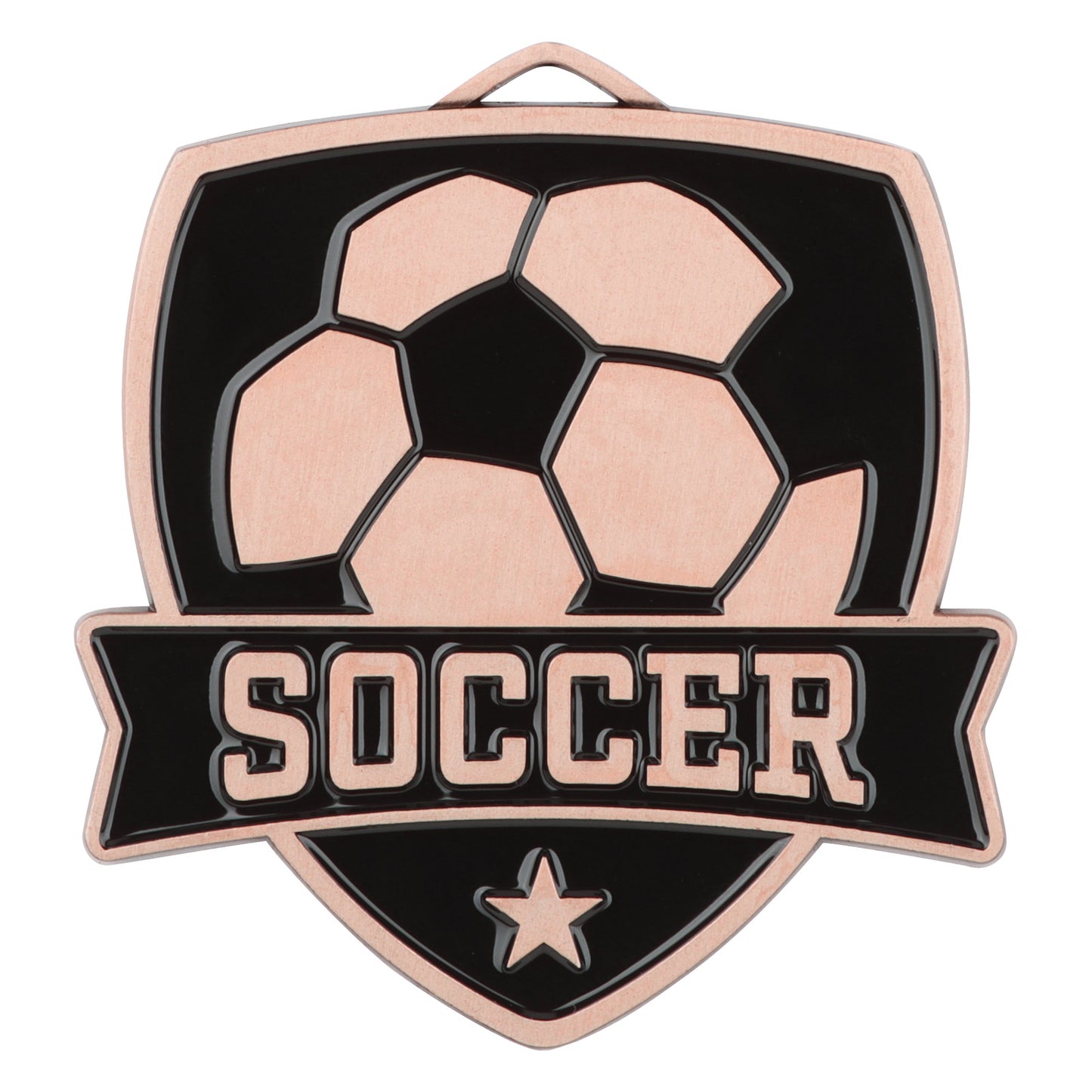 Shield Soccer Medal 2.5" / Bronze (Copper Tone)