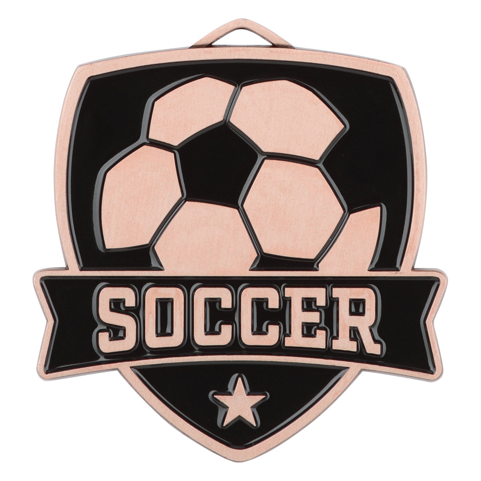 Shield Soccer Medal 2.5" / Bronze (Copper Tone)