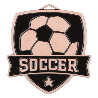 Shield Soccer Medal 2.5" / Bronze (Copper Tone)