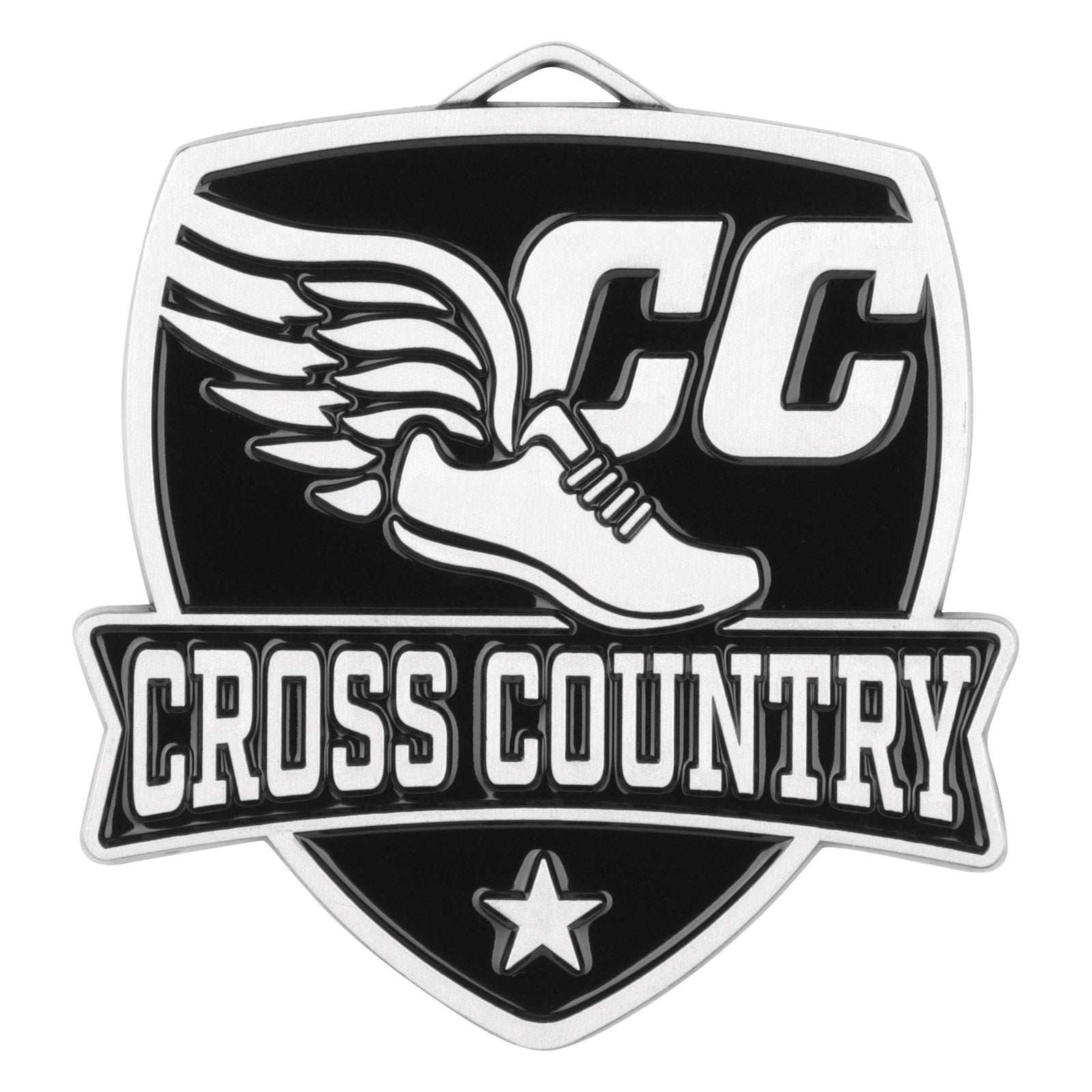 Shield Cross Country Medal 2.5" / Silver