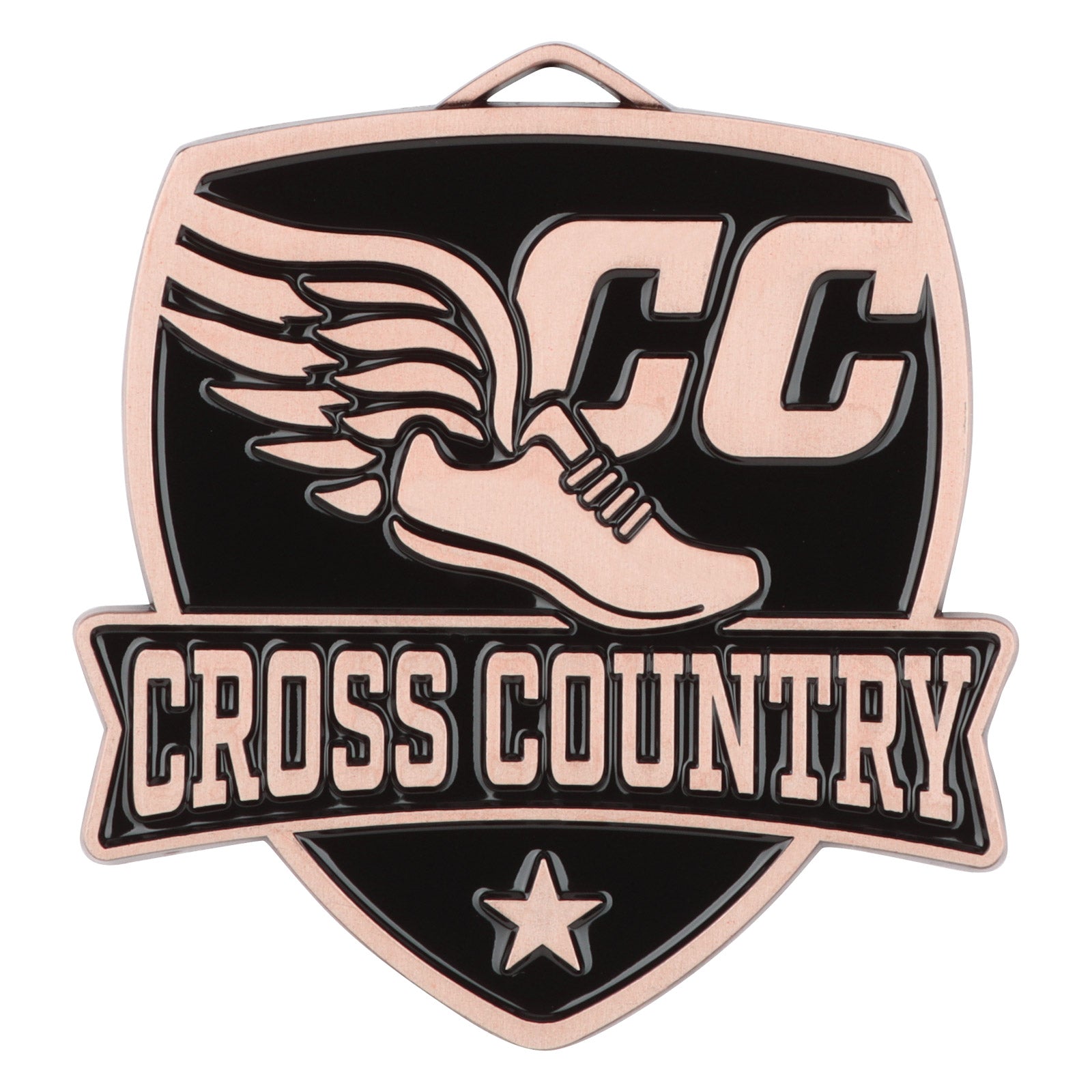 Shield Cross Country Medal 2.5" / Bronze (Copper Tone)