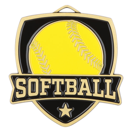 Shield Softball Medal 2.5" / Gold