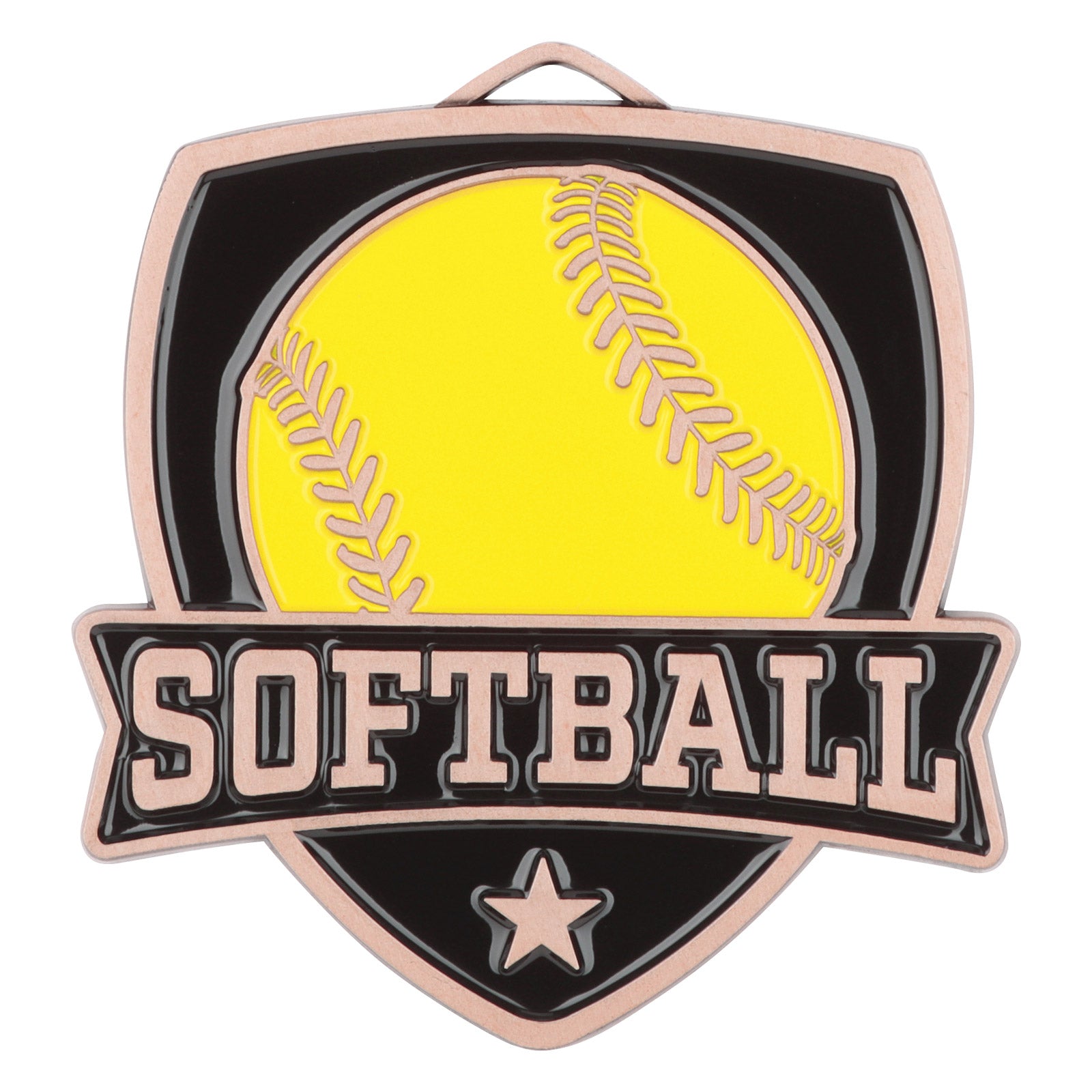 Shield Softball Medal 2.5" / Bronze (Copper Tone)
