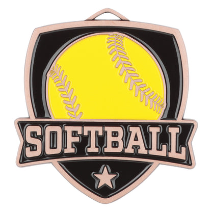 Shield Softball Medal 2.5" / Bronze (Copper Tone)