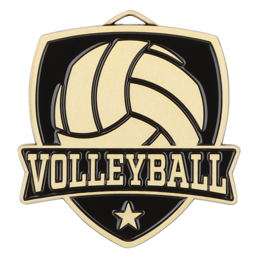 Shield Volleyball Medal 2.5" / Gold