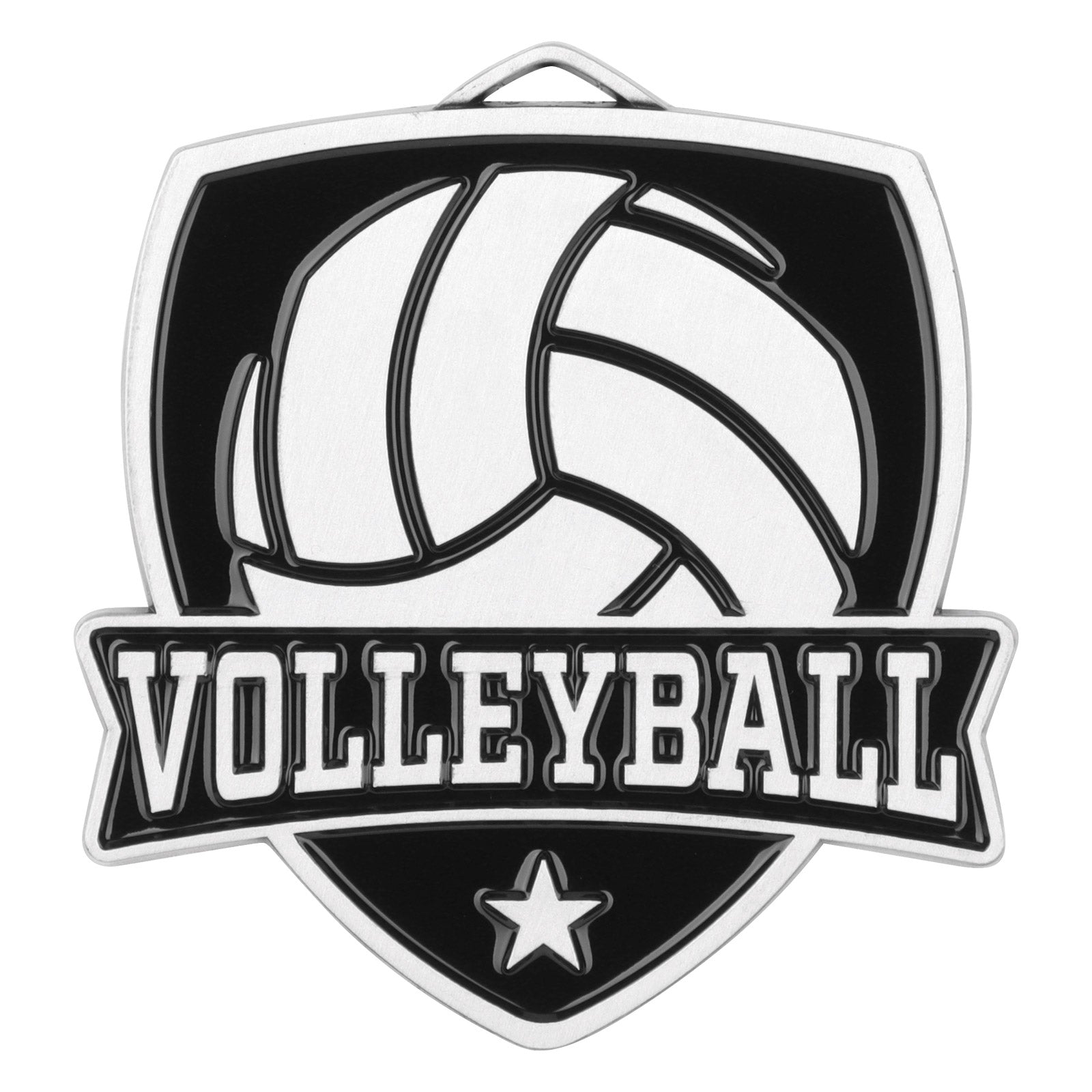 Shield Volleyball Medal 2.5" / Silver