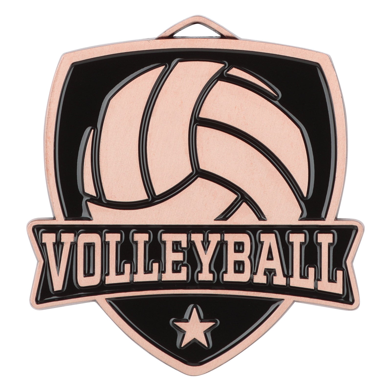 Shield Volleyball Medal 2.5" / Bronze (Copper Tone)