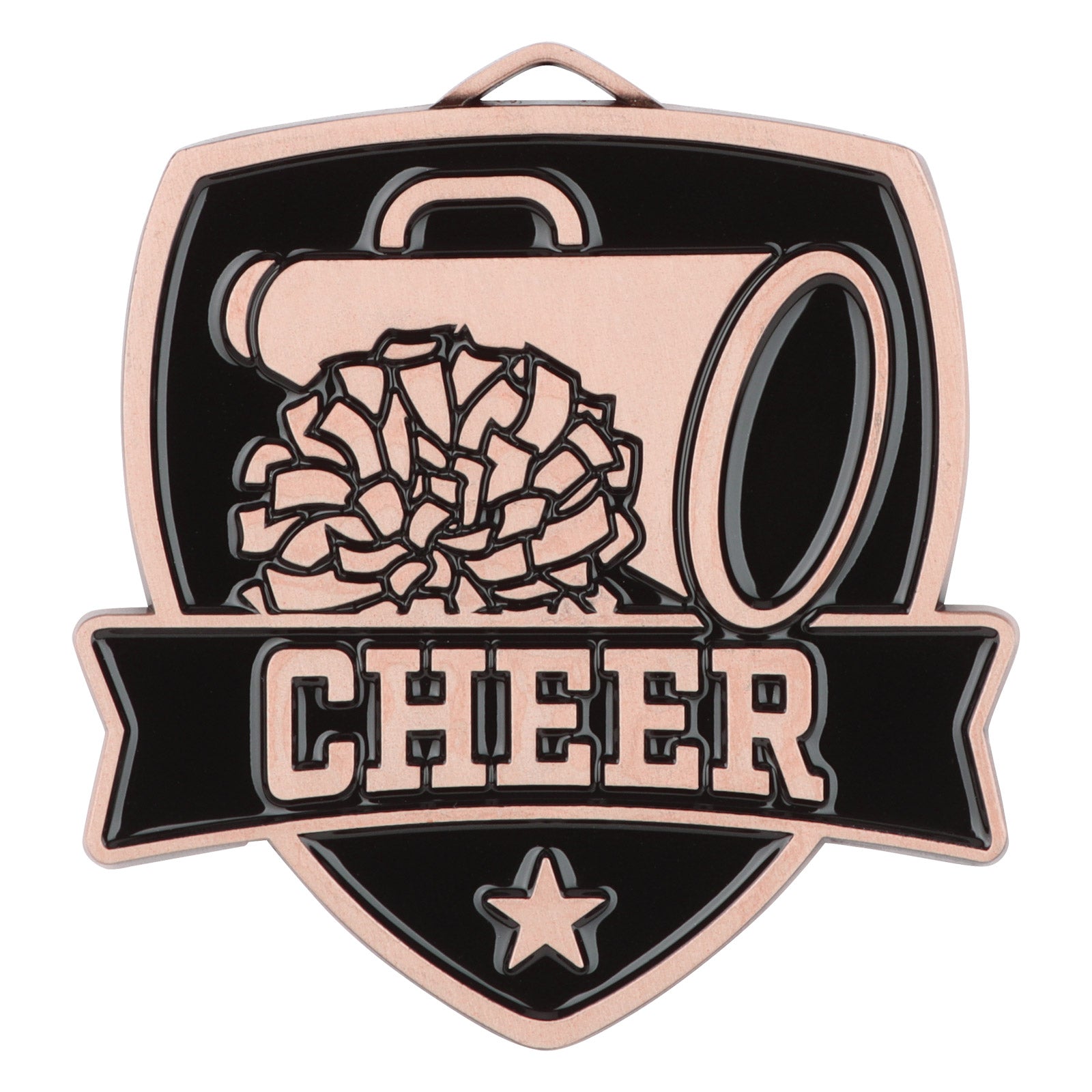 Shield Cheer Medal 2.5" / Bronze (Copper Tone)