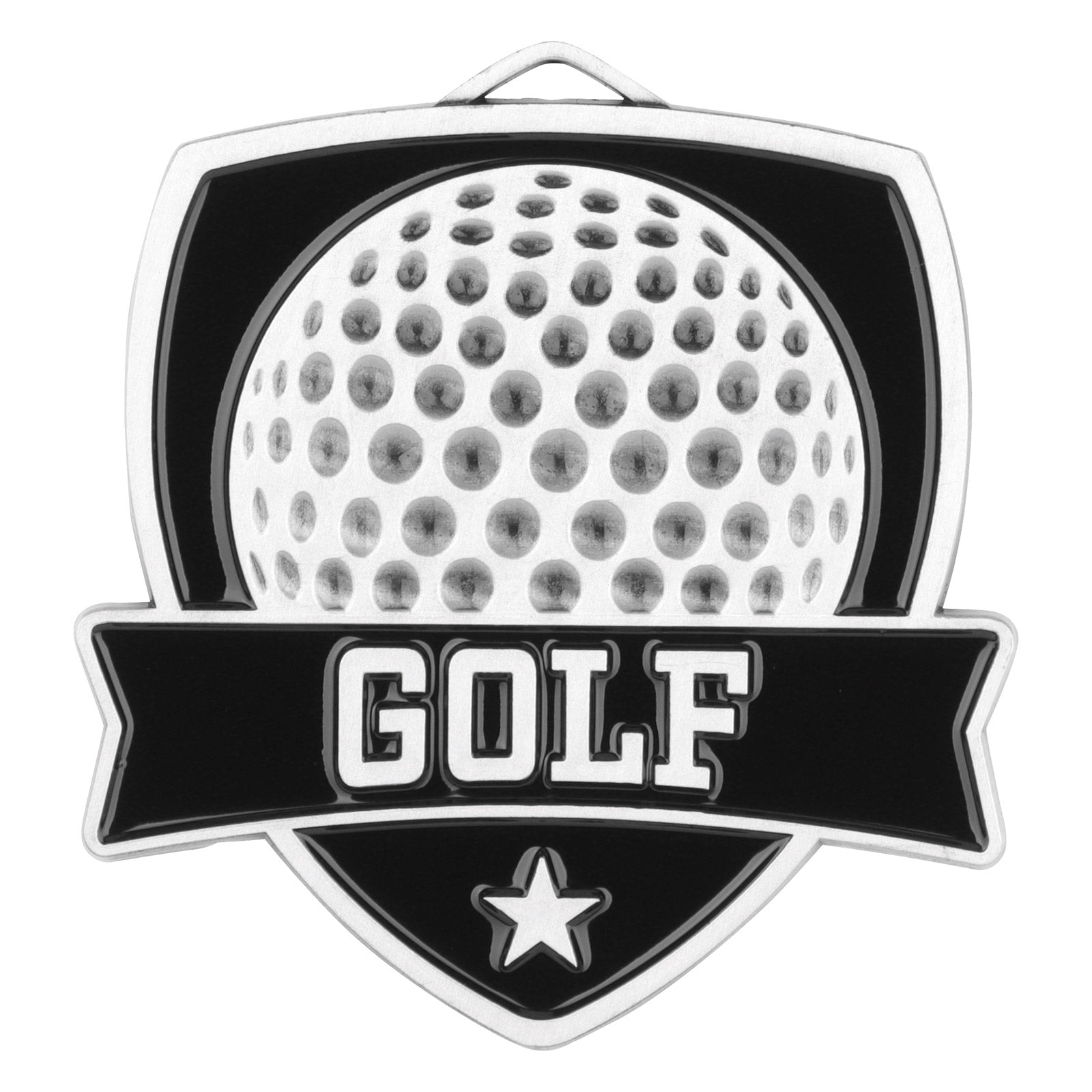 Shield Golf Medal 2.5" / Silver