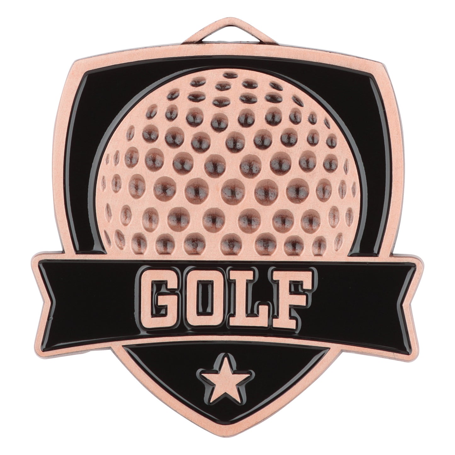 Shield Golf Medal 2.5" / Bronze (Copper Tone)