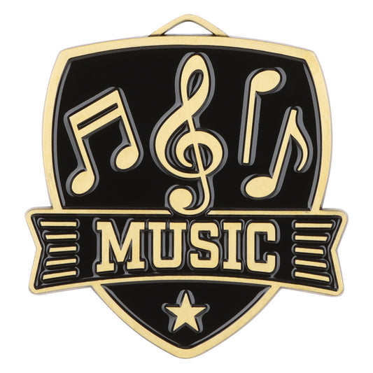 Shield Music Medal 2.5" / Gold
