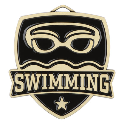 Shield Swimming Medal 2.5" / Gold