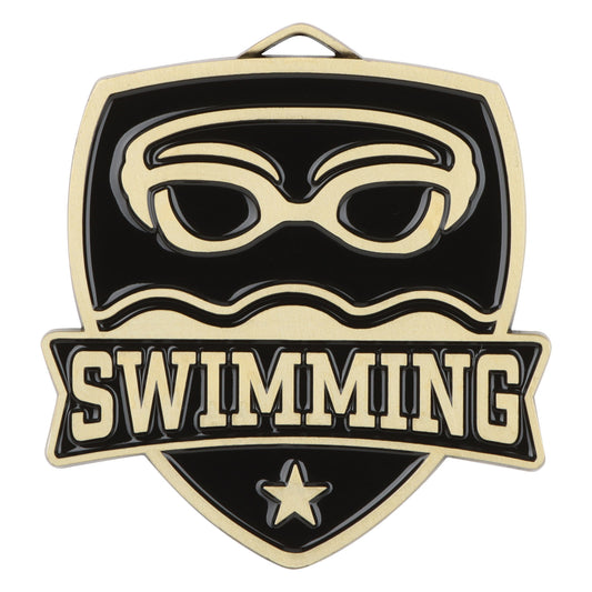 Shield Swimming Medal 2.5" / Gold