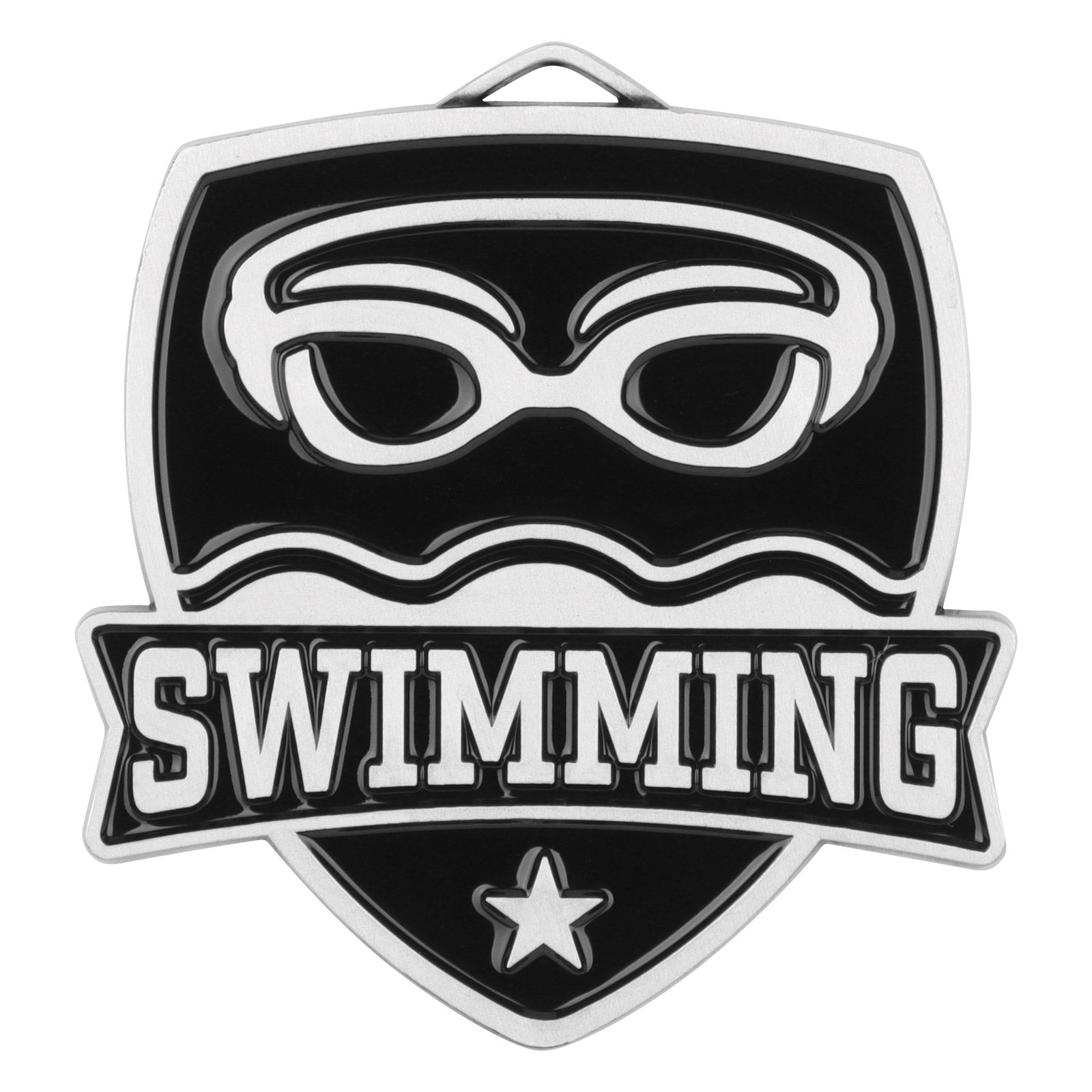 Shield Swimming Medal 2.5" / Silver