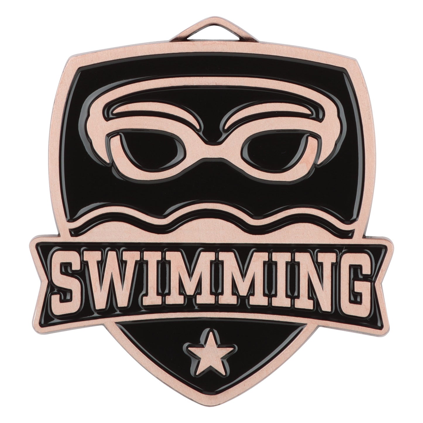 Shield Swimming Medal 2.5" / Bronze (Copper Tone)
