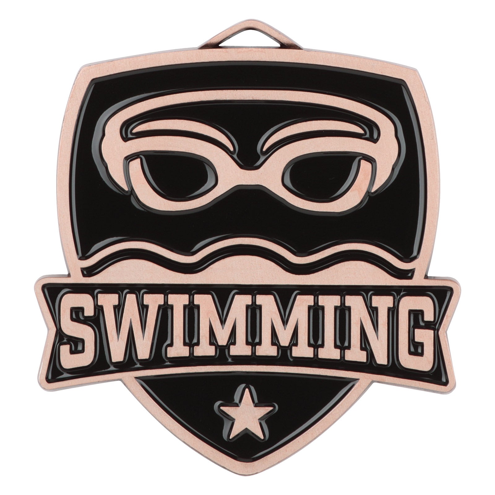 Shield Swimming Medal 2.5" / Bronze (Copper Tone)