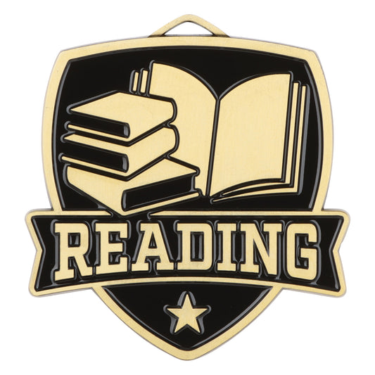 Shield Reading Medal 2.5" / Gold