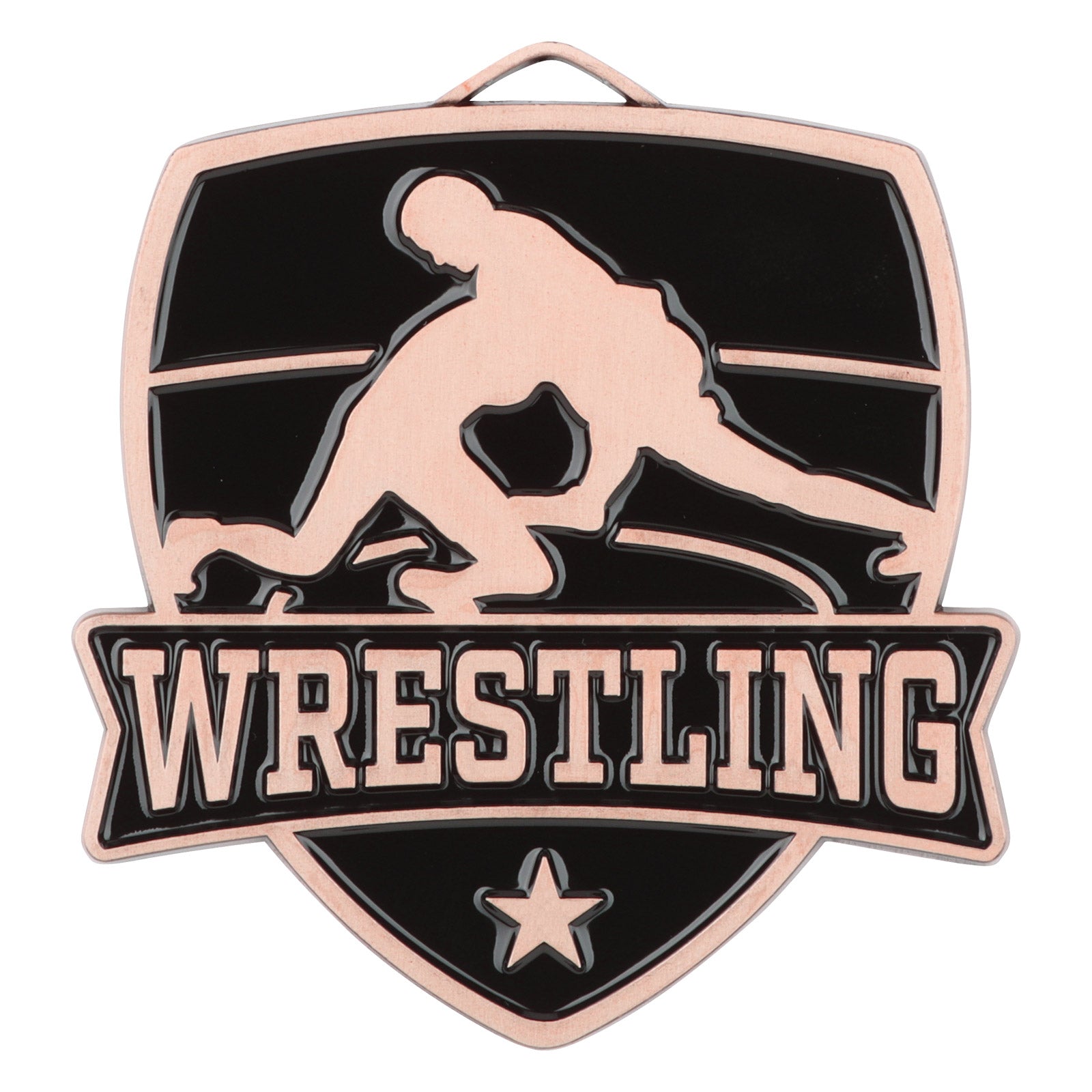 Shield Wrestling Medal 2.5" / Bronze (Copper Tone)