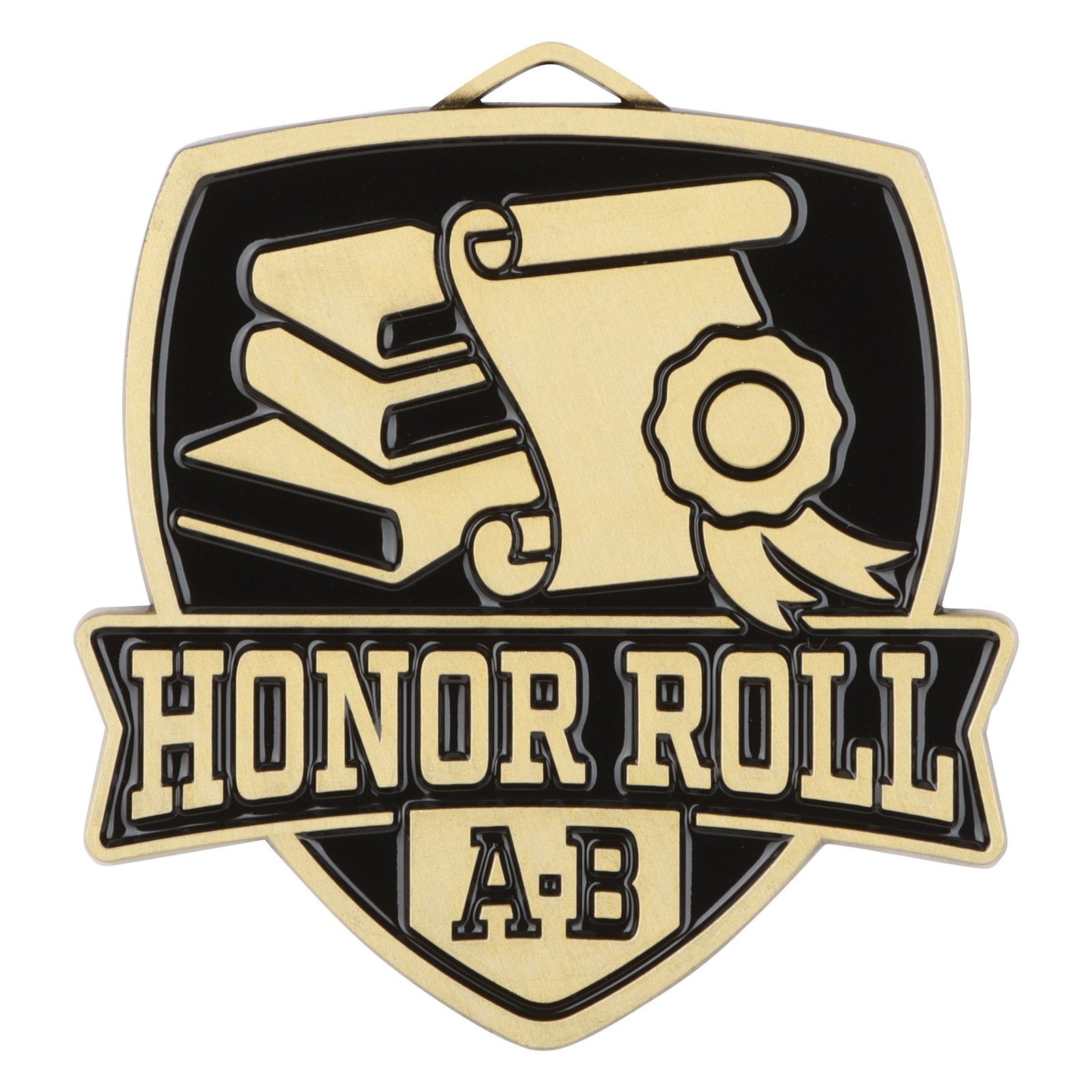 Shield A-B Honor Roll Medal 2.5" / Gold