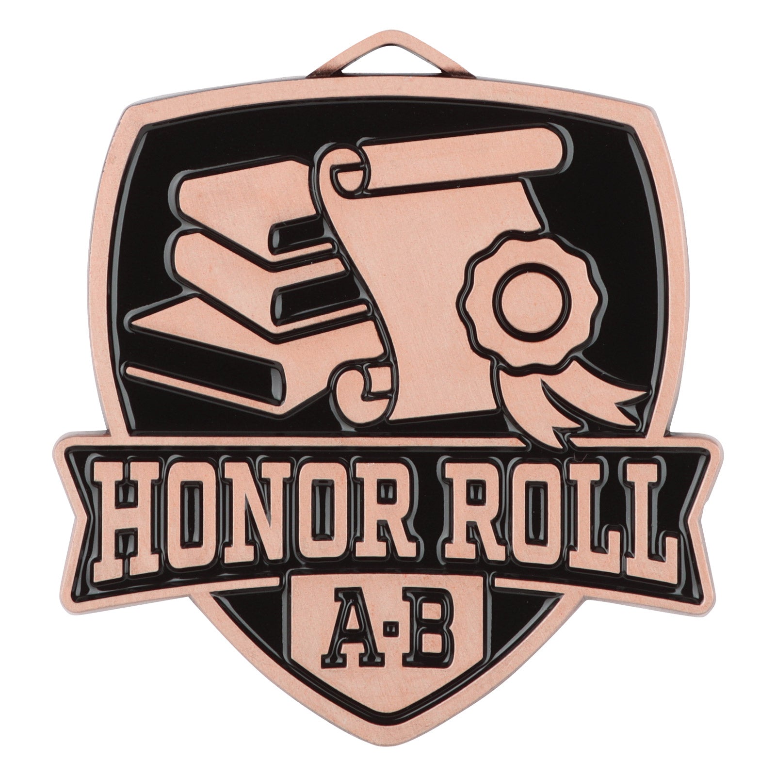 Shield A-B Honor Roll Medal 2.5" / Bronze (Copper Tone)