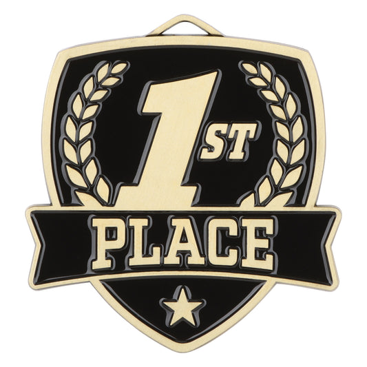 Shield 1st Place Medal 2.5" / Gold
