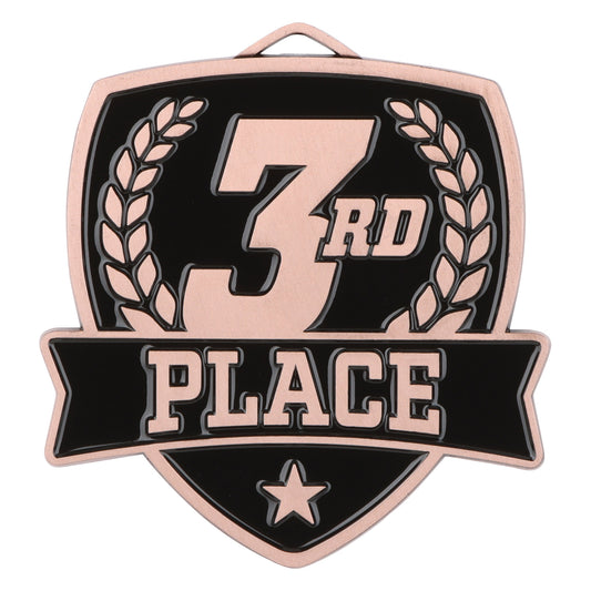 Shield 3rd Place Medal 2.5" / Bronze (Copper Tone)