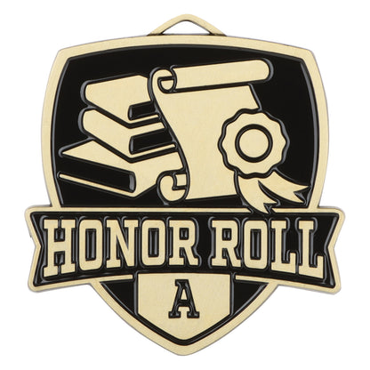 Shield A Honor Roll Medal 2.5" / Gold