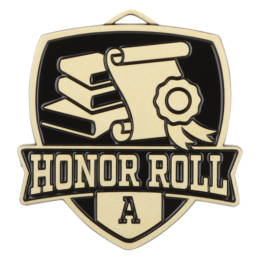 Shield A Honor Roll Medal 2.5" / Gold