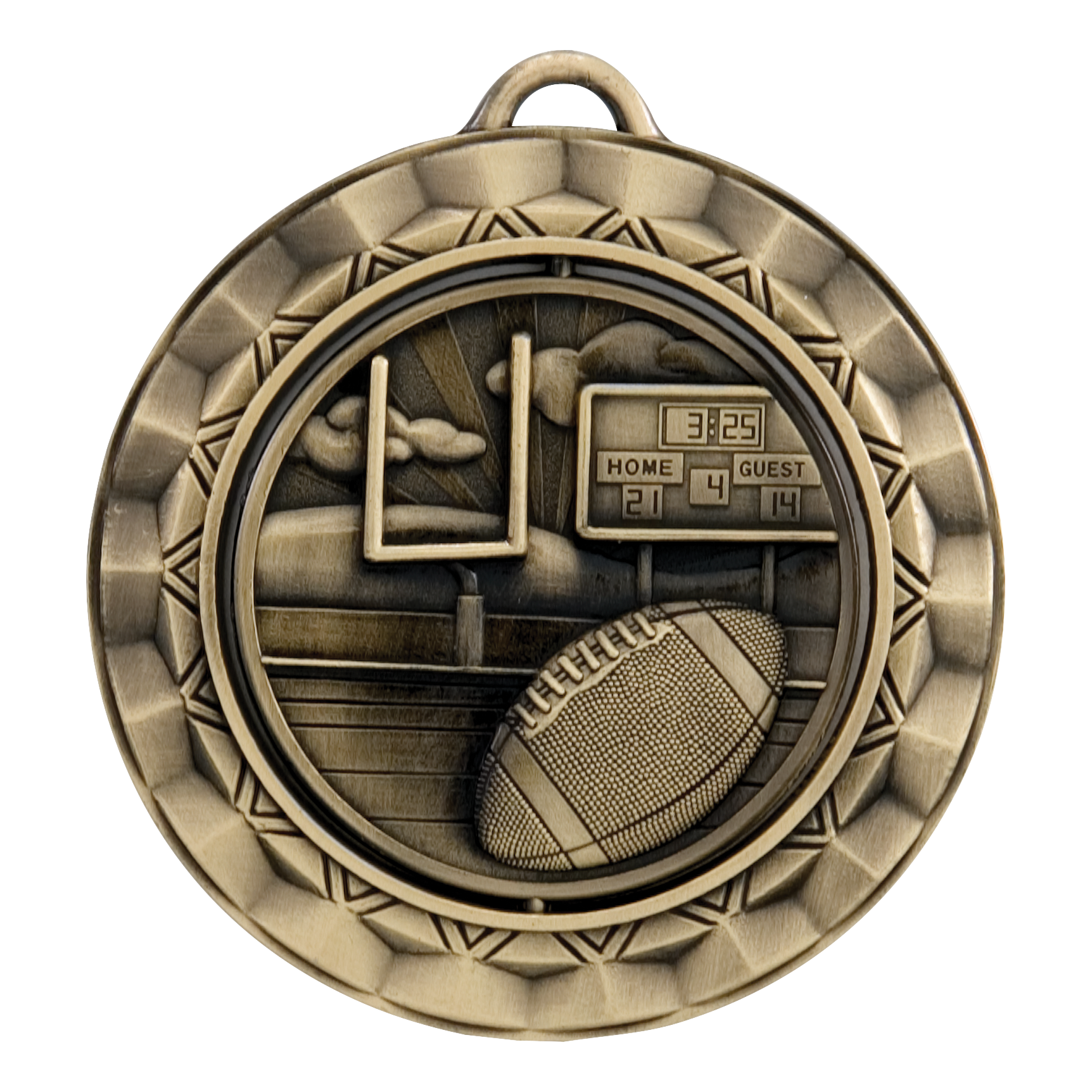 Spinner Football Medal 2.375" / Gold