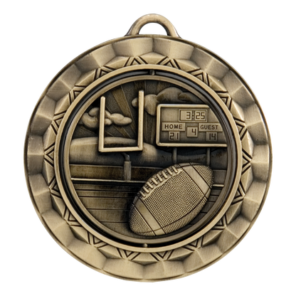 Spinner Football Medal 2.375" / Gold