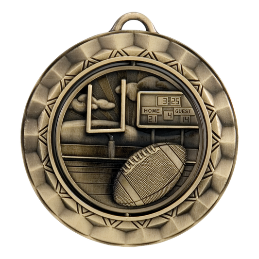Spinner Football Medal 2.375" / Gold