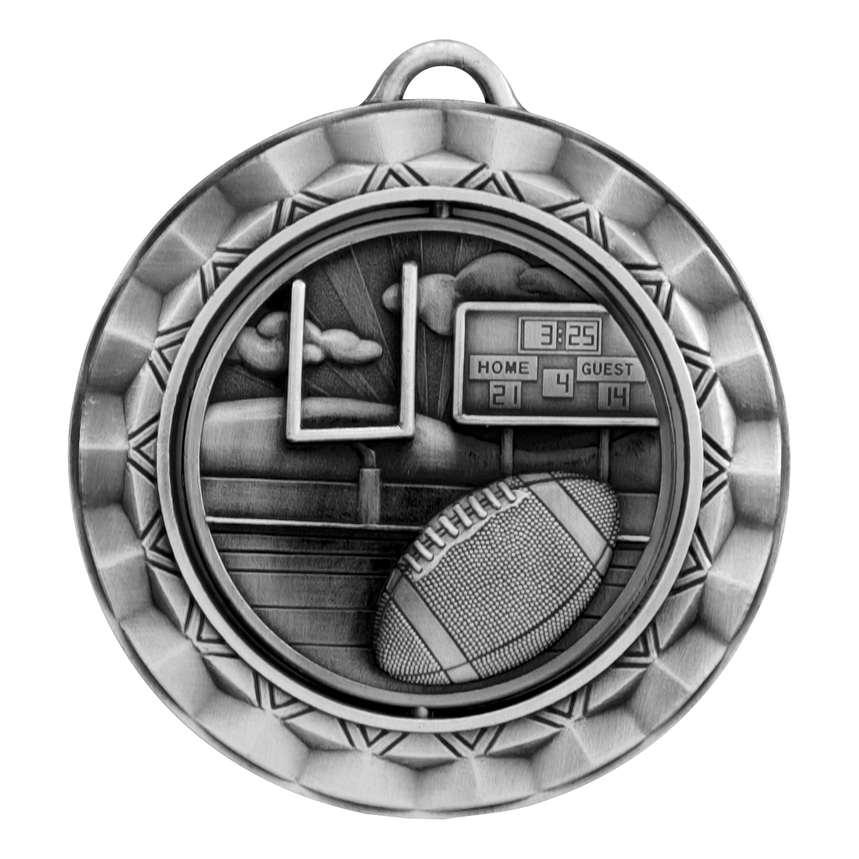 Spinner Football Medal 2.375" / Silver