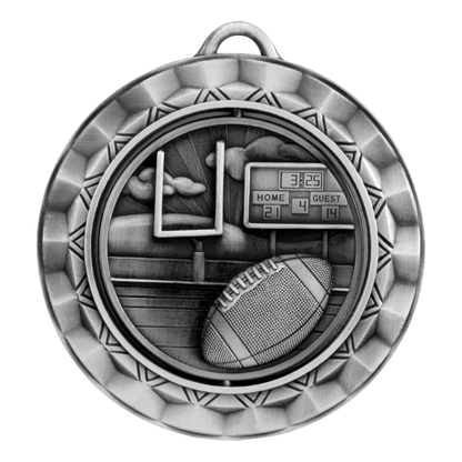 Spinner Football Medal 2.375" / Silver