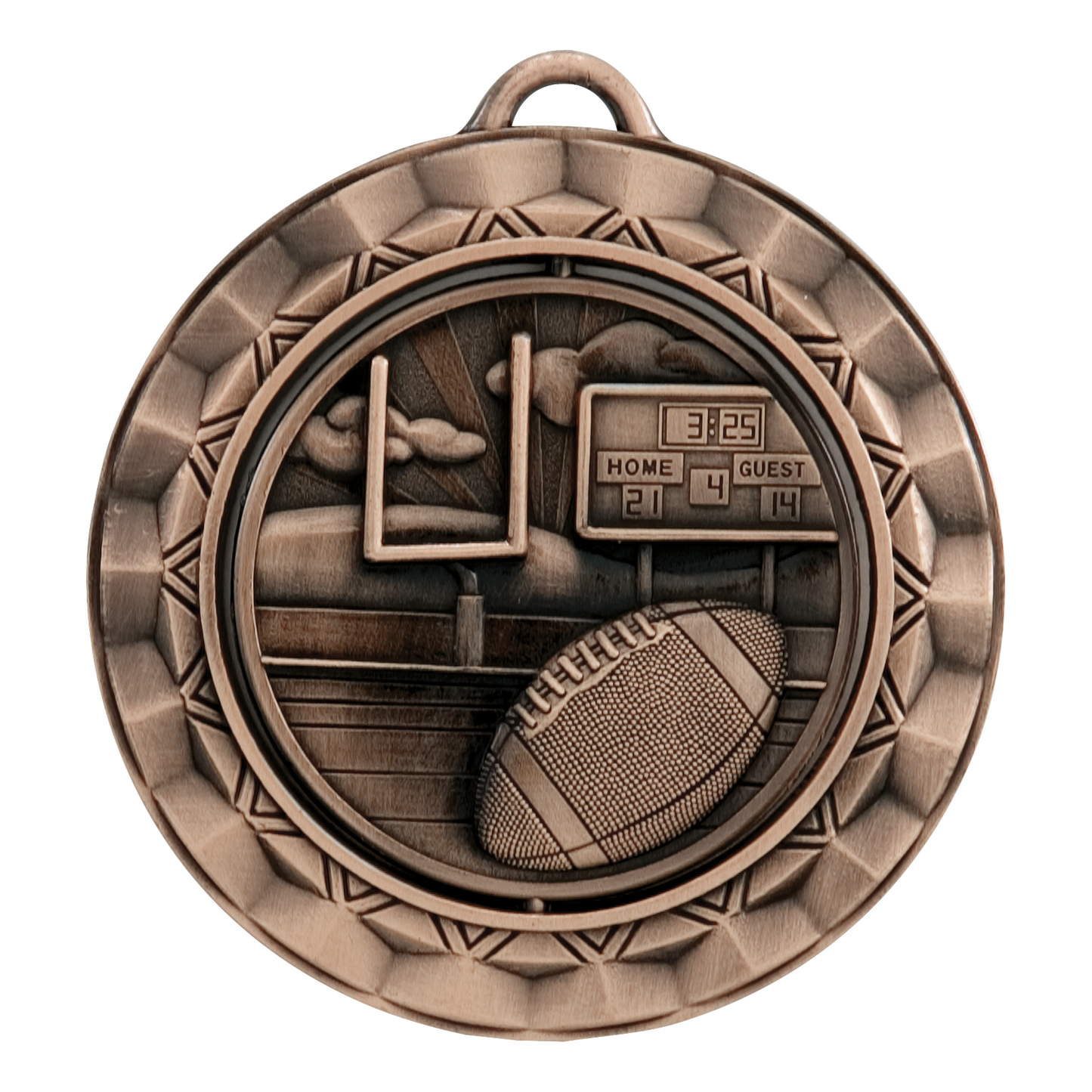 Spinner Football Medal 2.375" / Bronze (Copper Tone)