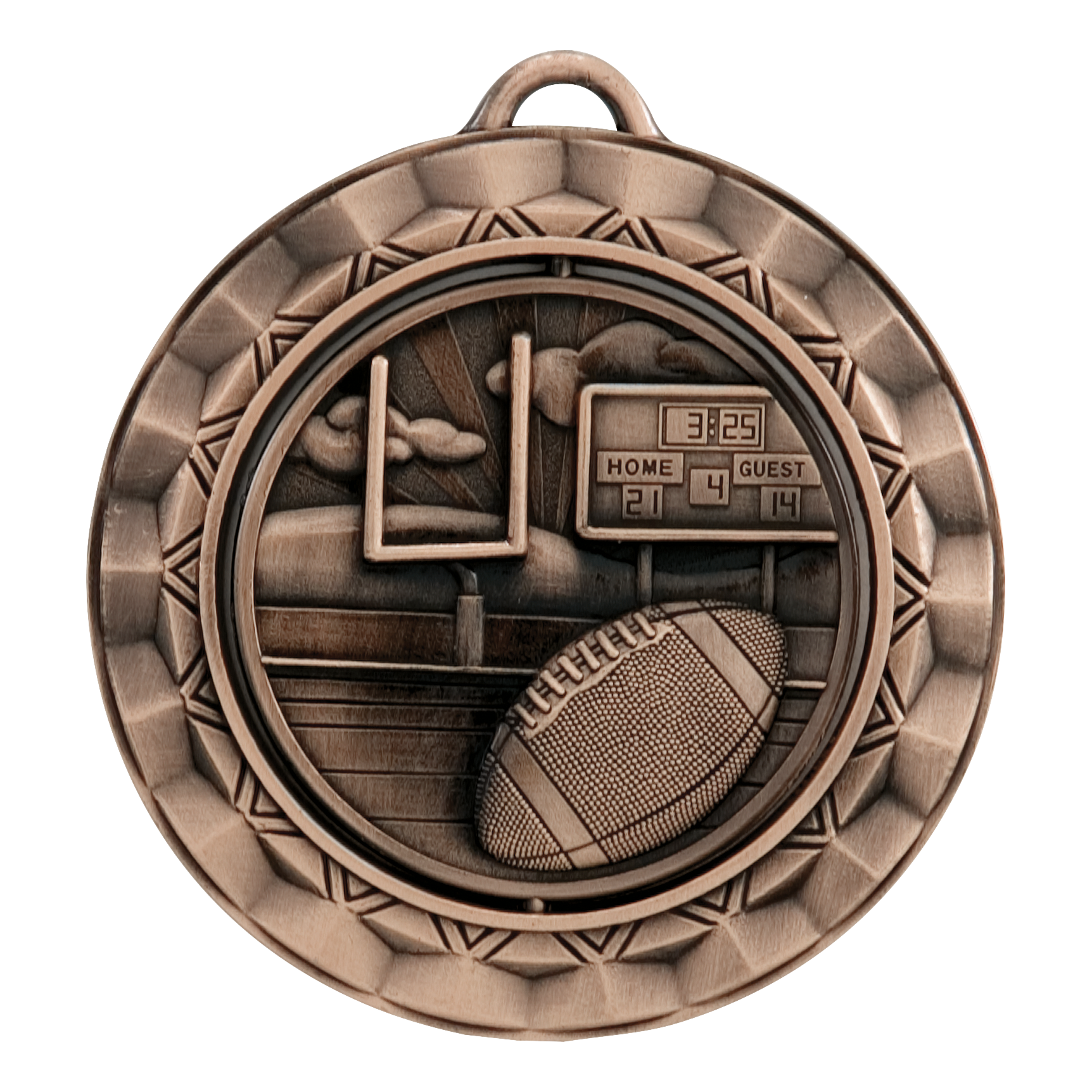 Spinner Football Medal 2.375" / Bronze (Copper Tone)