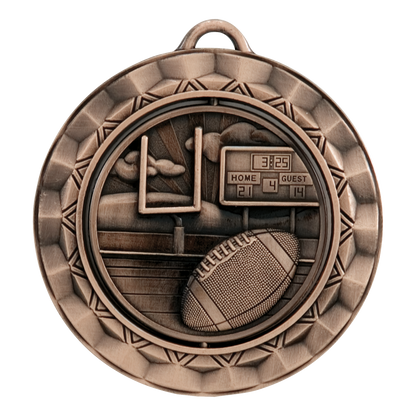 Spinner Football Medal 2.375" / Bronze (Copper Tone)