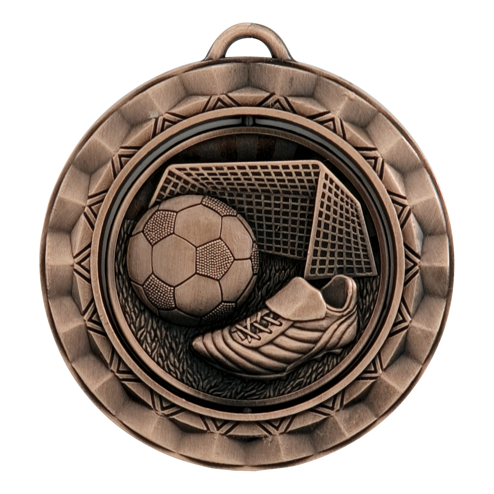 Spinner Soccer Medal 2.375" / Bronze (Copper Tone)