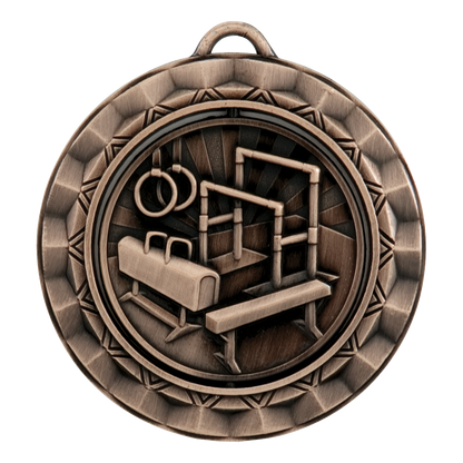 Spinner Gymnastics Medal 2.375" / Bronze (Copper Tone)