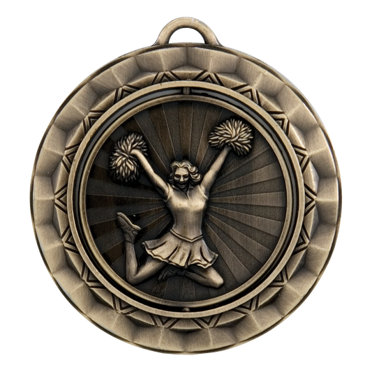 Spinner Cheerleader Medal 2.375" / Gold
