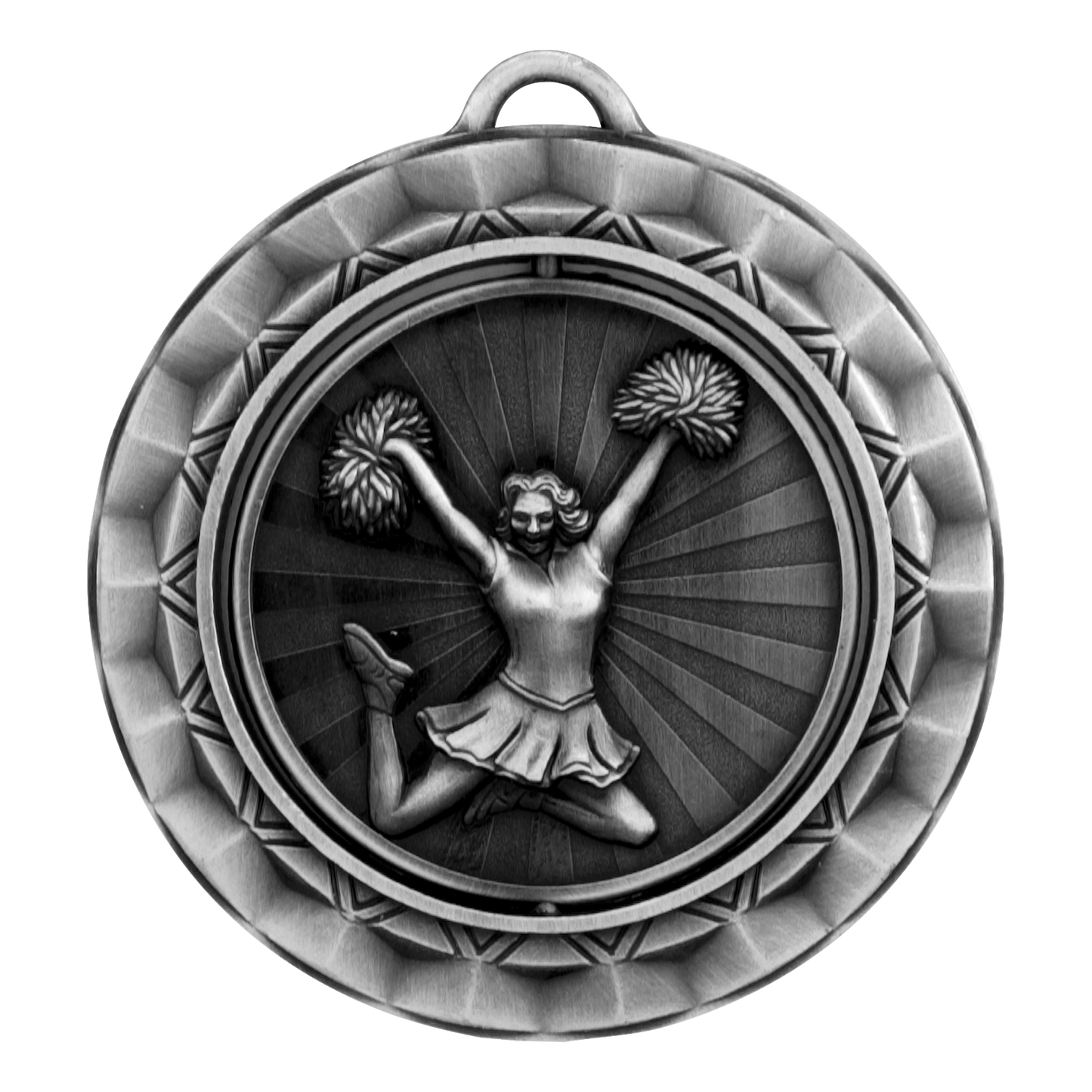 Spinner Cheerleader Medal 2.375" / Silver
